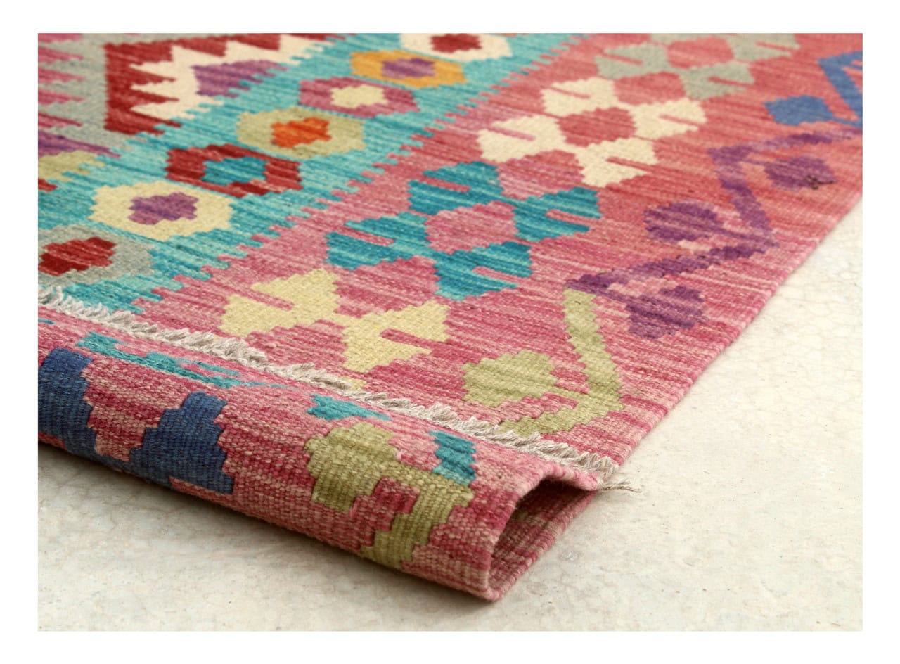 Tappeto Kilim Kaudani Afghan fatto a mano multicolore 300x205cm
