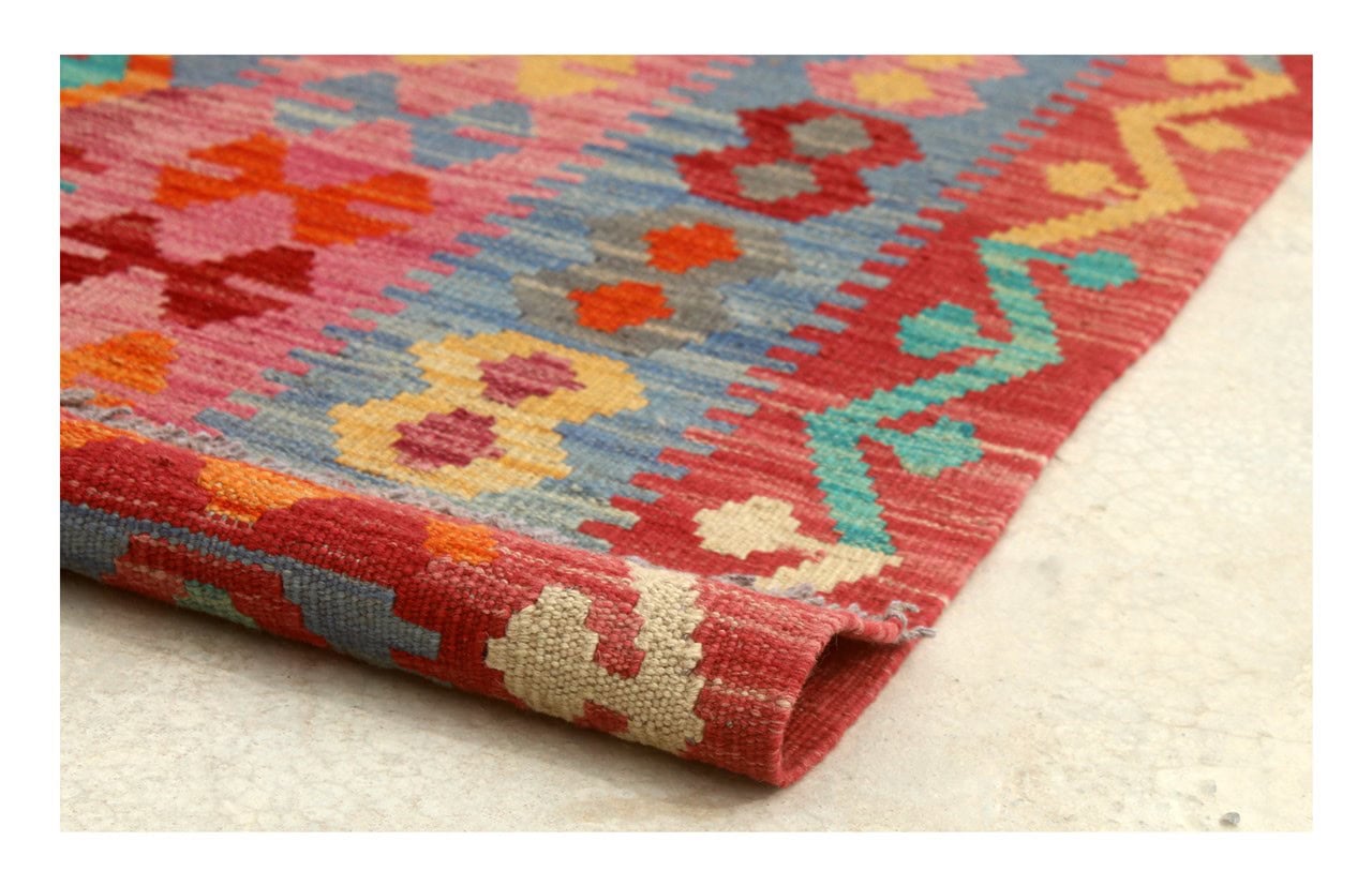 Tappeto Kilim Kaudani Afghan fatto a mano multicolore 299x204cm