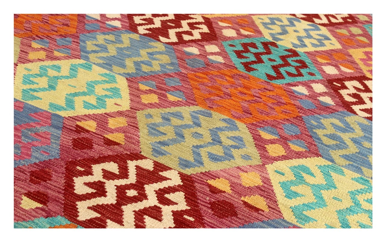 Tappeto Kilim Kaudani Afghan fatto a mano multicolore 298x208cm