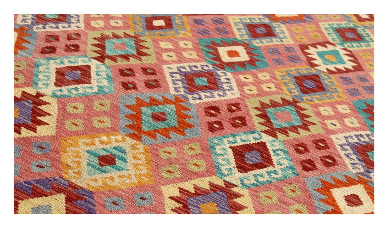 Tappeto Kilim Kaudani Afghan fatto a mano multicolore 306x204cm