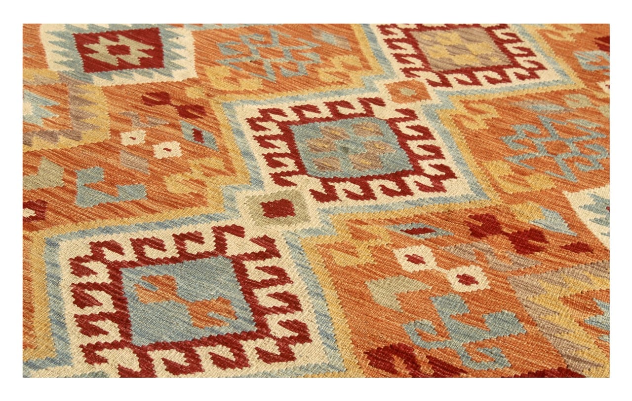 Tappeto Kilim Kaudani Afghan fatto a mano multicolore 298x206cm