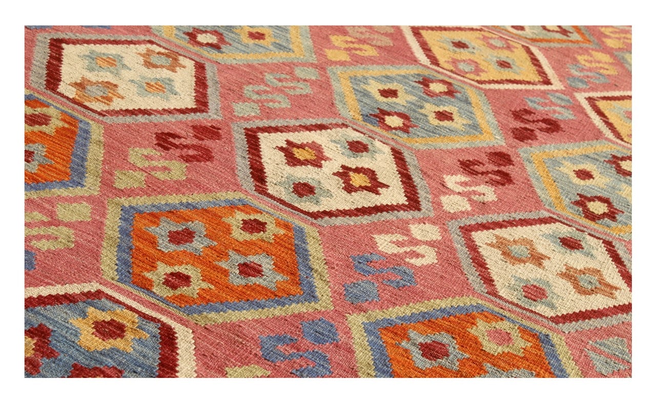 Tappeto Kilim Kaudani Afghan fatto a mano multicolore 300x203cm