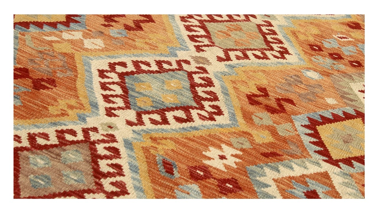 Tappeto Kilim Kaudani Afghan fatto a mano multicolore 300x205cm