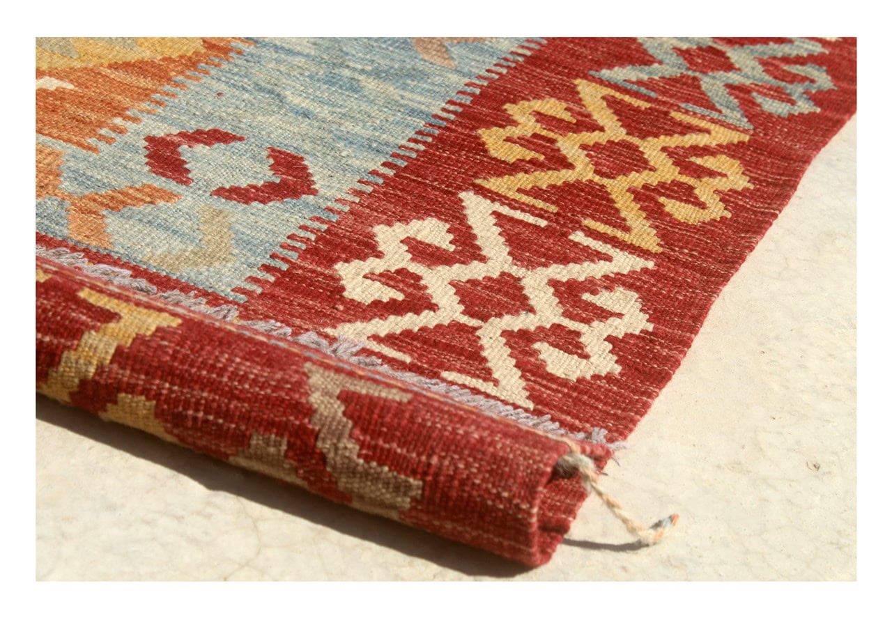 Tappeto Kilim Kaudani Afghan fatto a mano multicolore 300x205cm