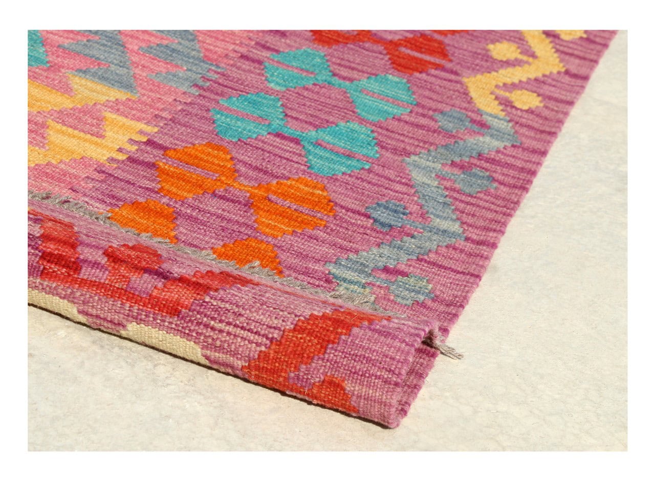 Tappeto Kilim Kaudani Afghan fatto a mano multicolore 290x207cm