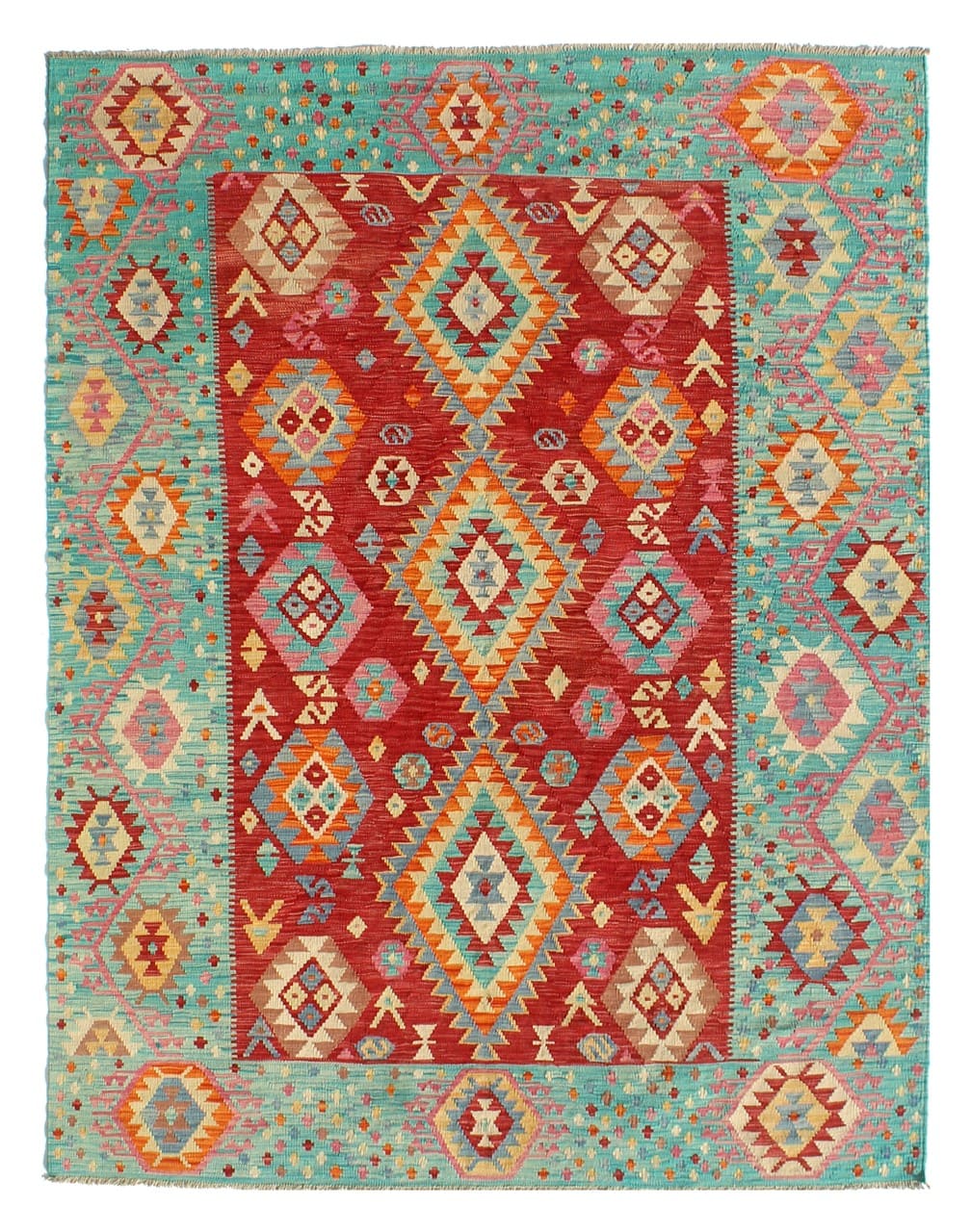 Tappeto Kilim Kaudani Afghan fatto a mano multicolore 294x206cm