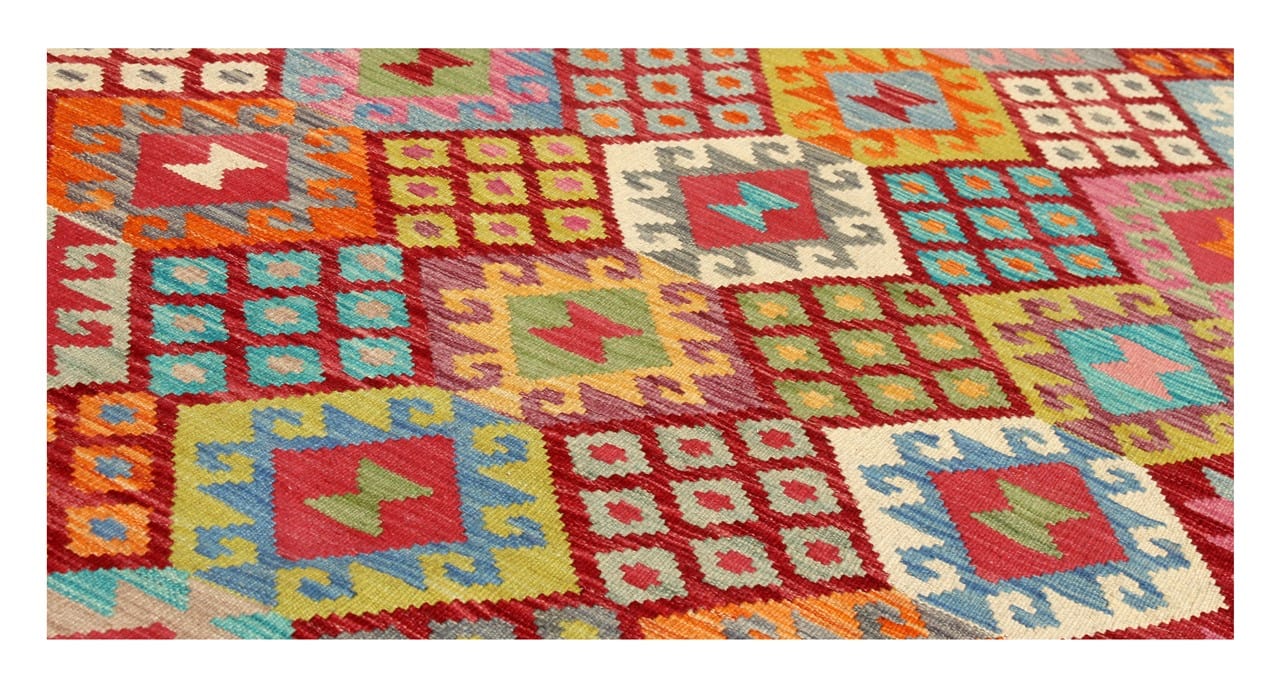 Tappeto Kilim Kaudani Afghan fatto a mano multicolore 349x255cm