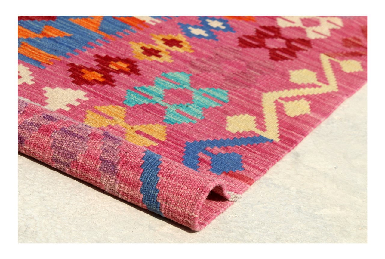 Tappeto Kilim Kaudani Afghan fatto a mano multicolore 341x259cm