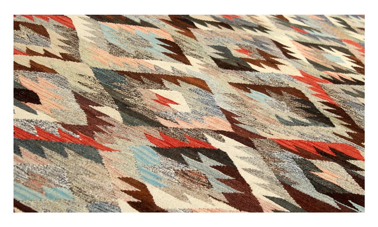 Tappeto Kilim Kaudani Afghan fatto a mano multicolore 305x203cm