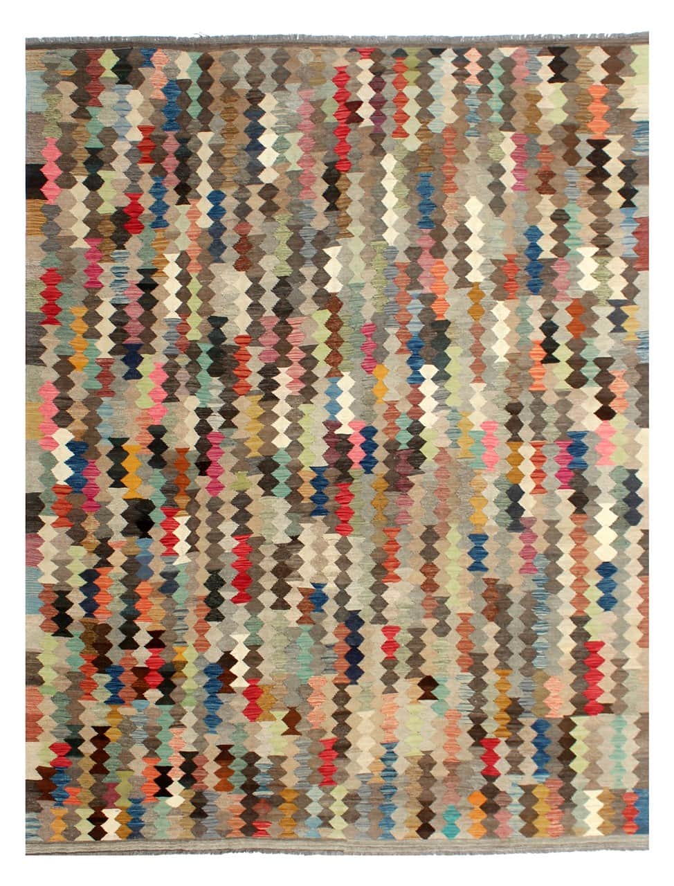 Tappeto Kilim Kaudani Afghan fatto a mano multicolore 344x253cm