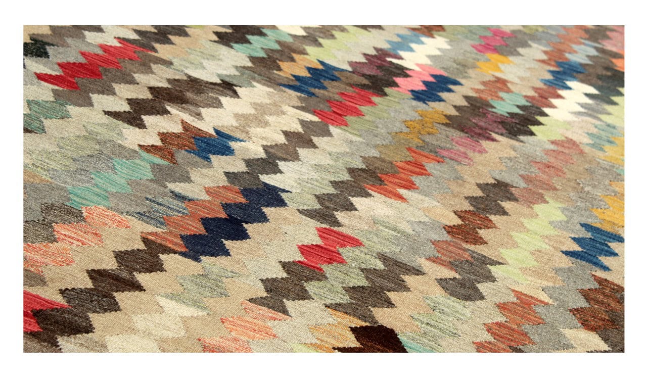 Tappeto Kilim Kaudani Afghan fatto a mano multicolore 344x253cm