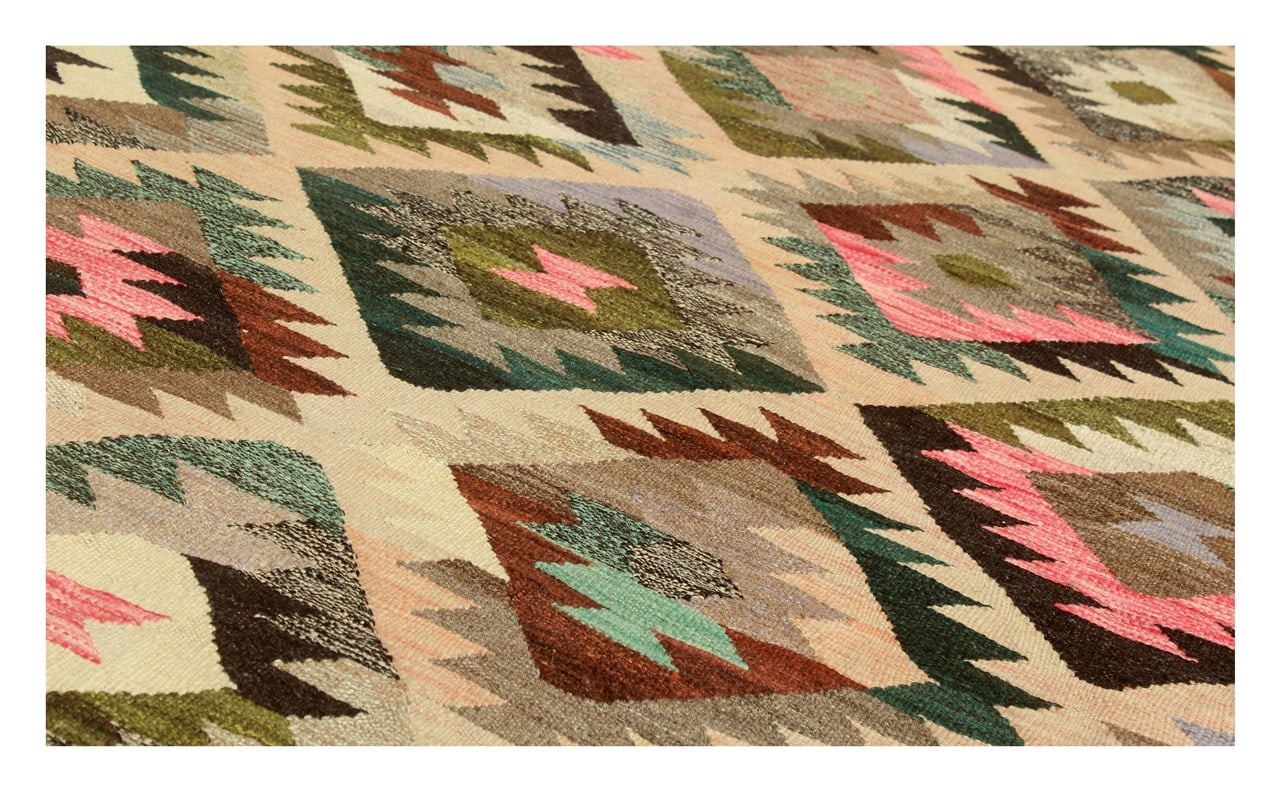 Tappeto Kilim Kaudani Afghan fatto a mano multicolore 300x200cm