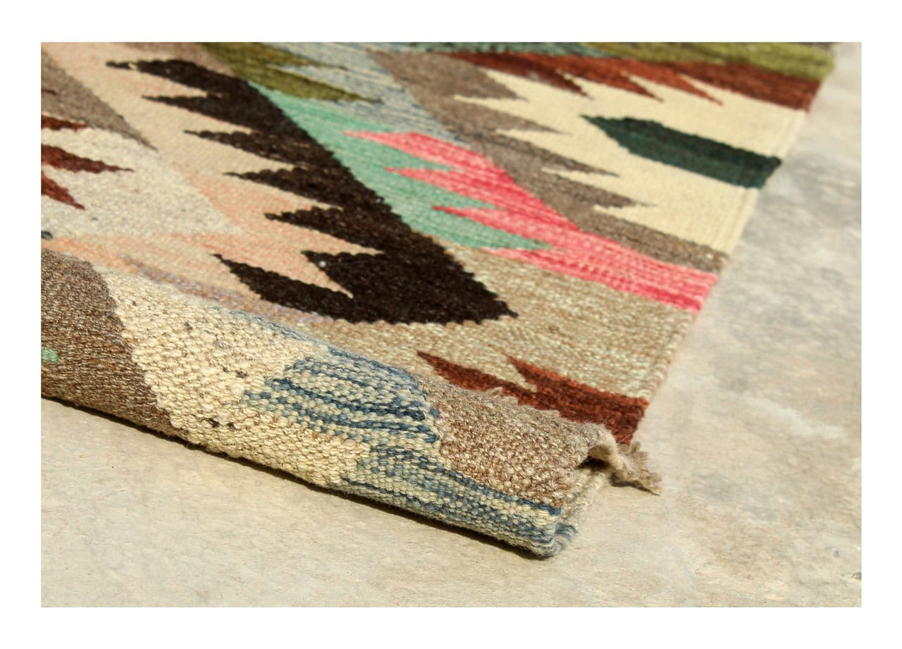 Tappeto Kilim Kaudani Afghan fatto a mano multicolore 300x200cm