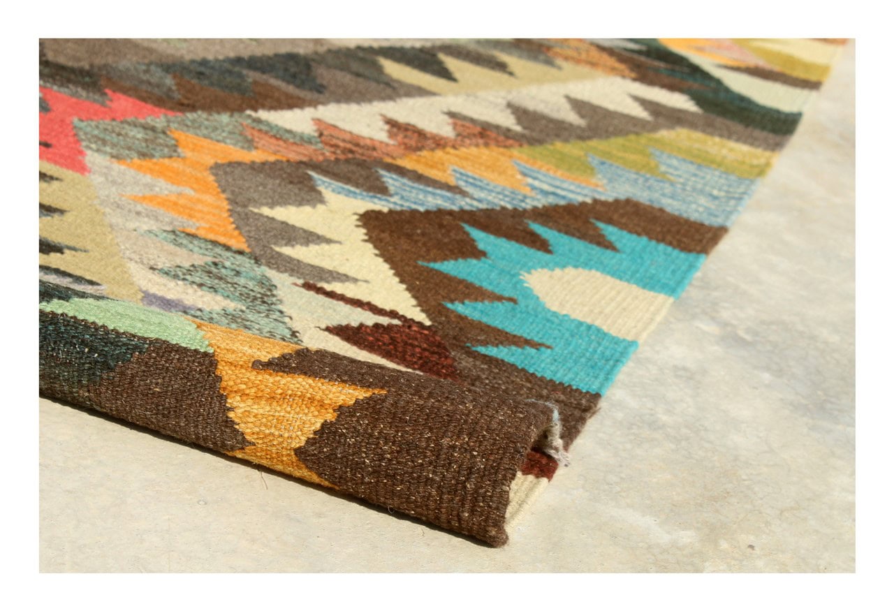Tappeto Kilim Kaudani Afghan fatto a mano multicolore 396x305cm