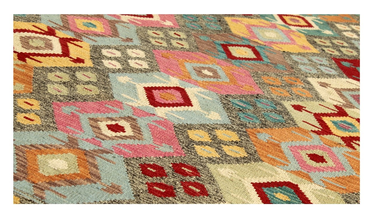 Tappeto Kilim Kaudani Afghan fatto a mano multicolore 306x250cm