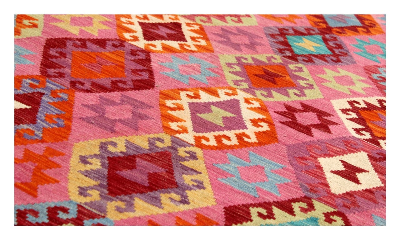 Tappeto Kilim Kaudani Afghan fatto a mano multicolore 297x204cm