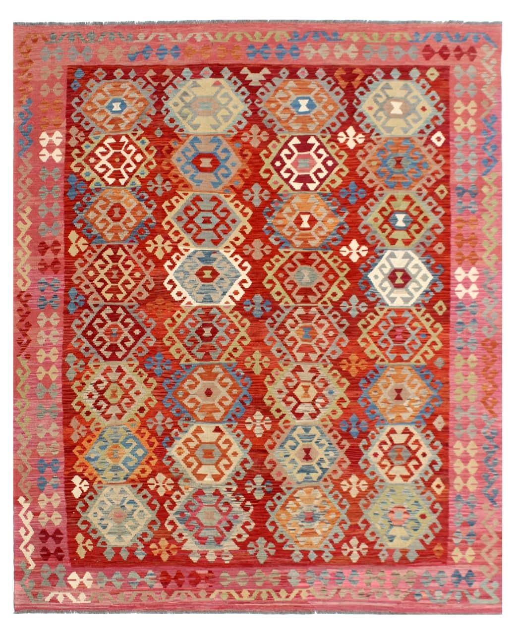 Tappeto Kilim Kaudani Afghan fatto a mano multicolore 347x248cm
