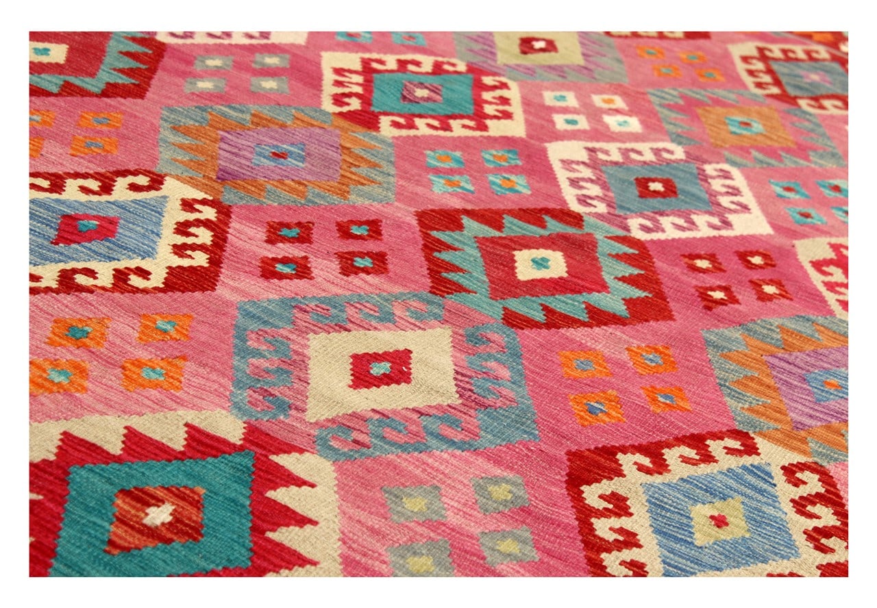 Tappeto Kilim Kaudani Afghan fatto a mano multicolore 301x258cm