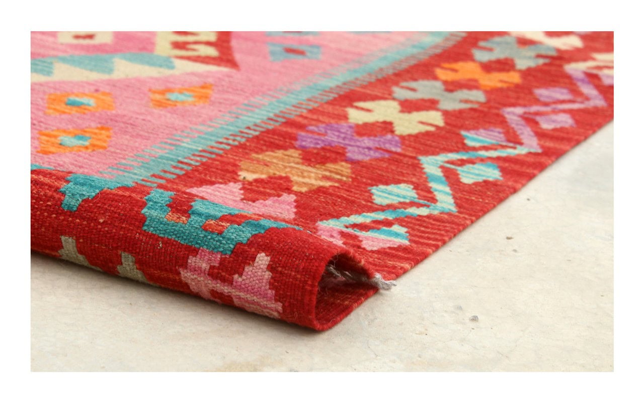 Tappeto Kilim Kaudani Afghan fatto a mano multicolore 301x258cm