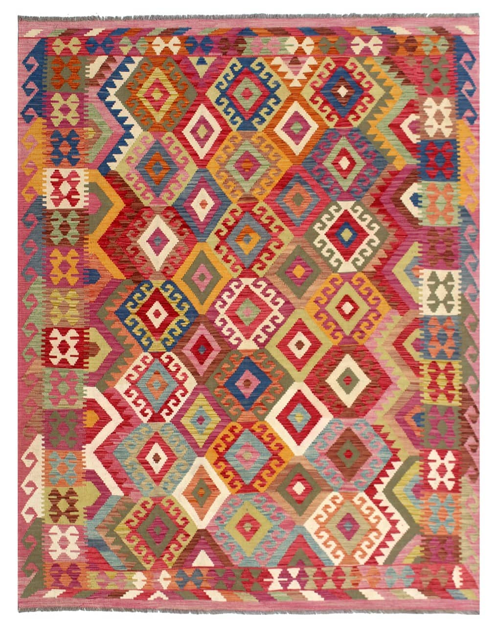 Tappeto Kilim Kaudani Afghan fatto a mano multicolore 295x209cm