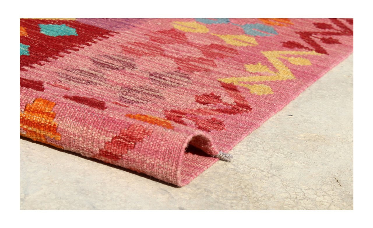 Tappeto Kilim Kaudani Afghan fatto a mano multicolore 300x207cm