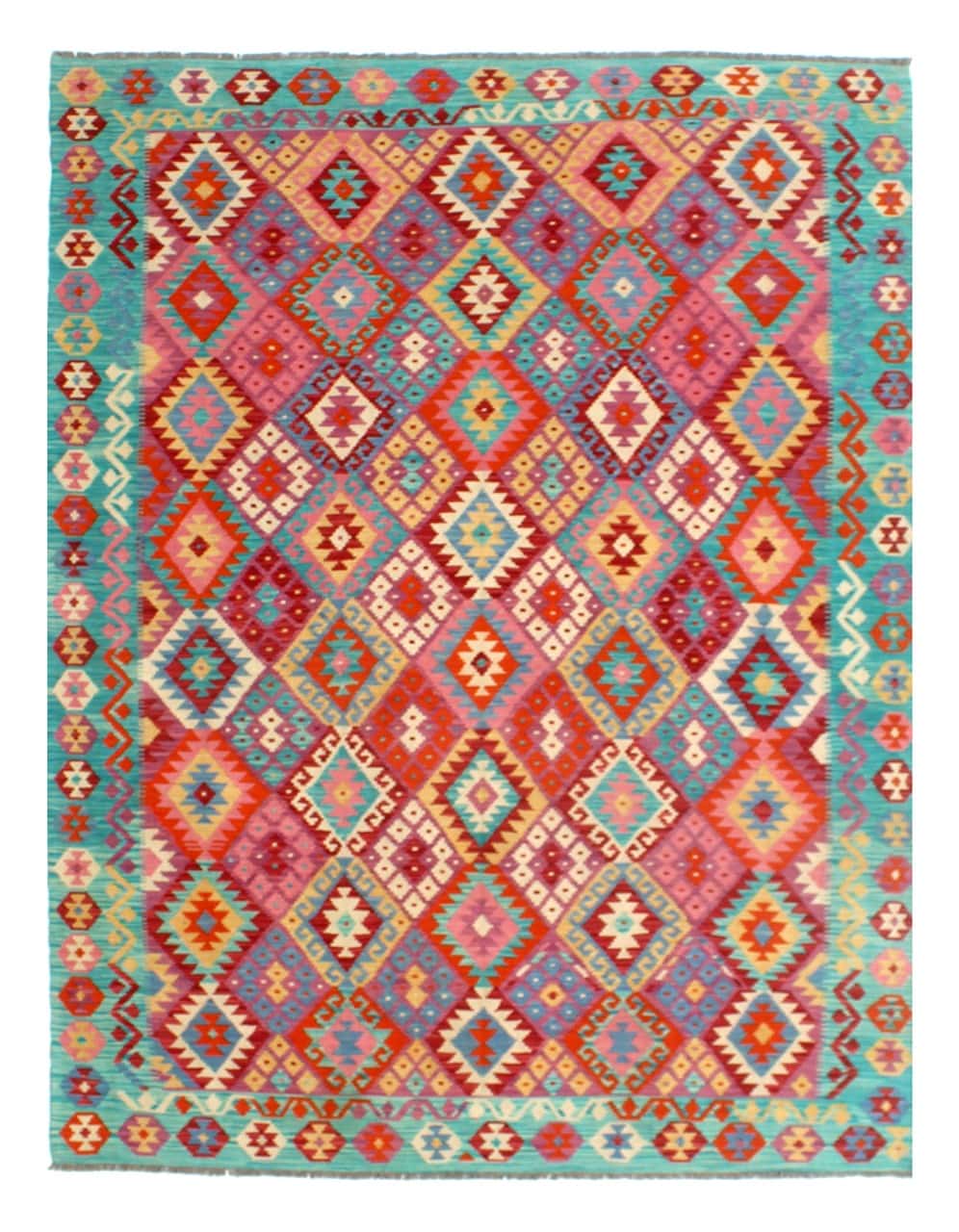 Tappeto Kilim Kaudani Afghan fatto a mano multicolore 307x204cm