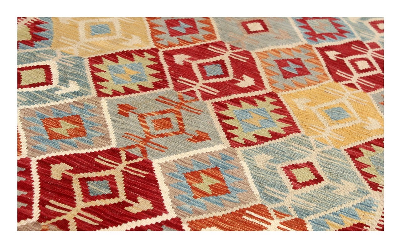 Tappeto Kilim Kaudani Afghan fatto a mano multicolore 299x207cm