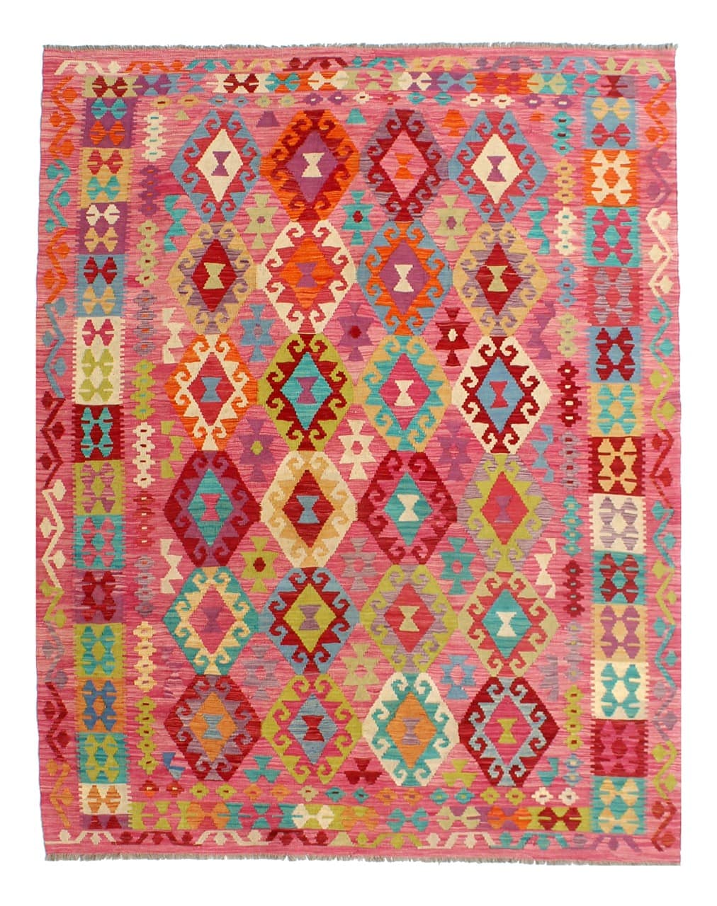 Tappeto Kilim Kaudani Afghan fatto a mano multicolore 298x210cm