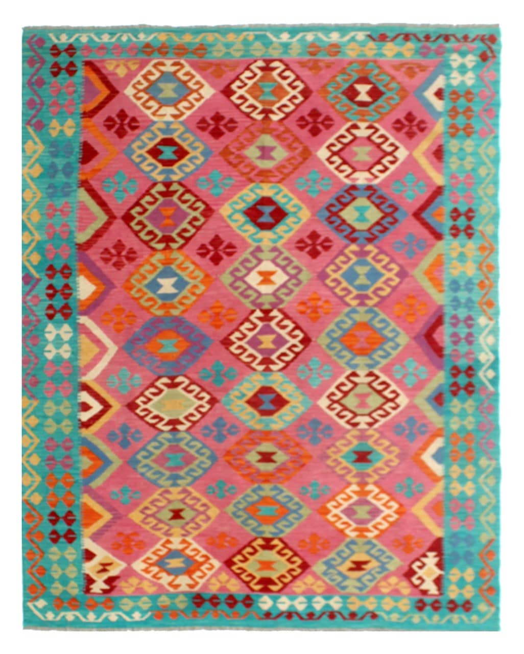 Tappeto Kilim Kaudani Afghan fatto a mano multicolore 298x214cm