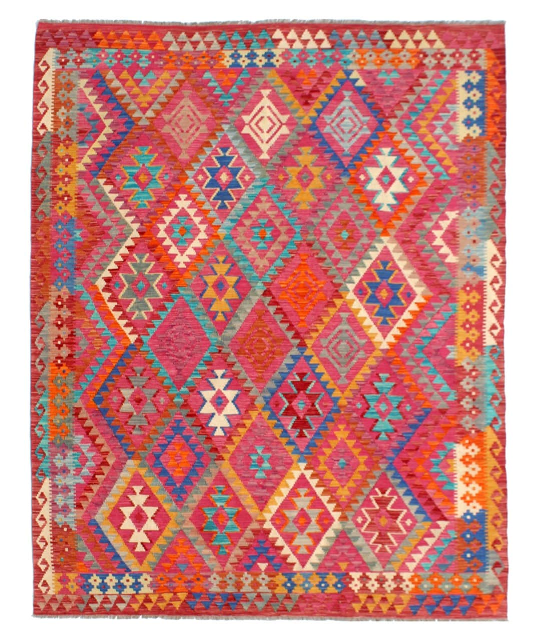 Tappeto Kilim Kaudani Afghan fatto a mano multicolore 289x209cm