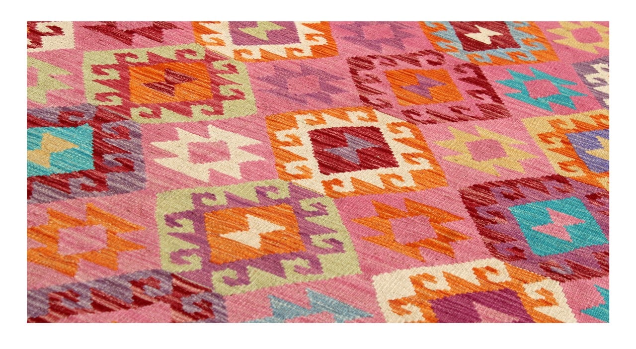 Tappeto Kilim Kaudani Afghan fatto a mano multicolore 301x200cm