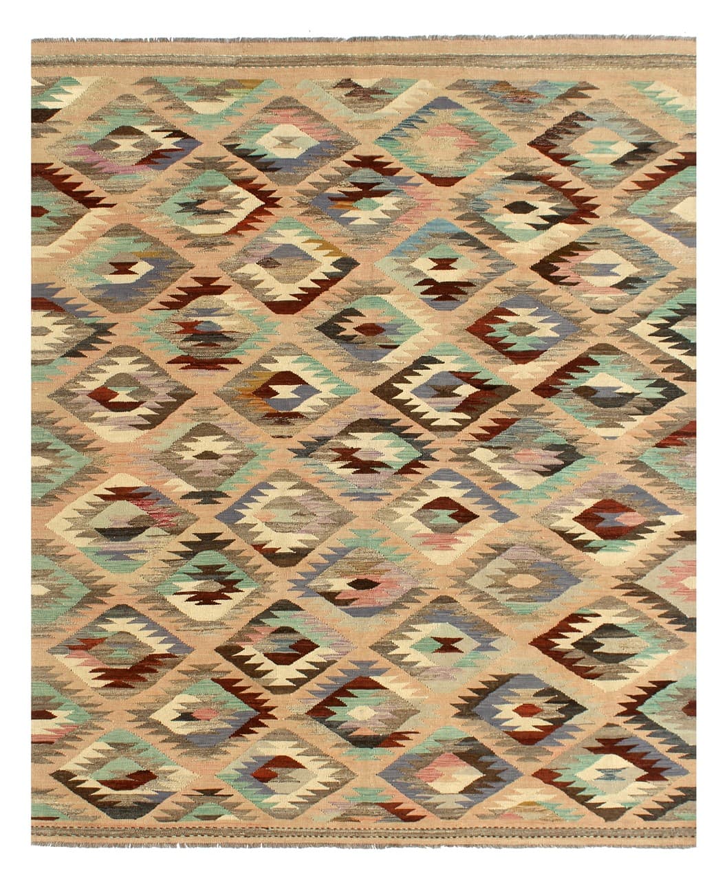 Tappeto Kilim Kaudani Afghan fatto a mano multicolore 302x200cm