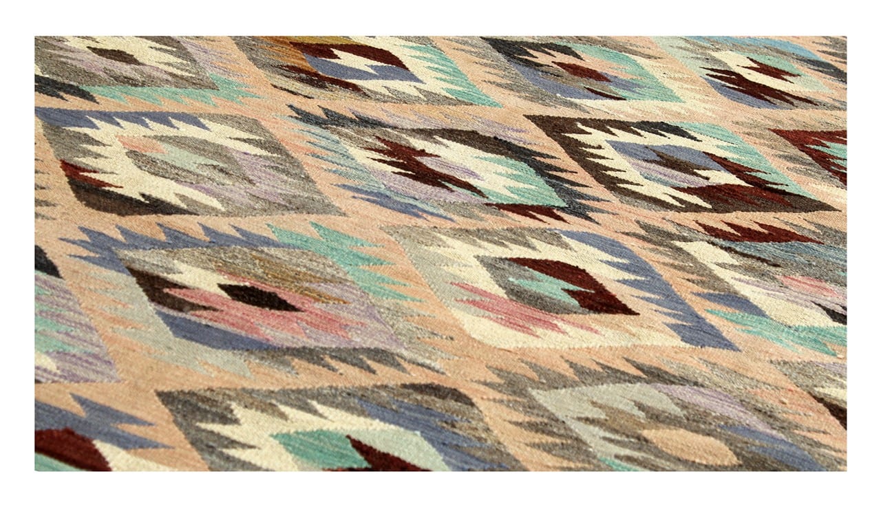 Tappeto Kilim Kaudani Afghan fatto a mano multicolore 302x200cm