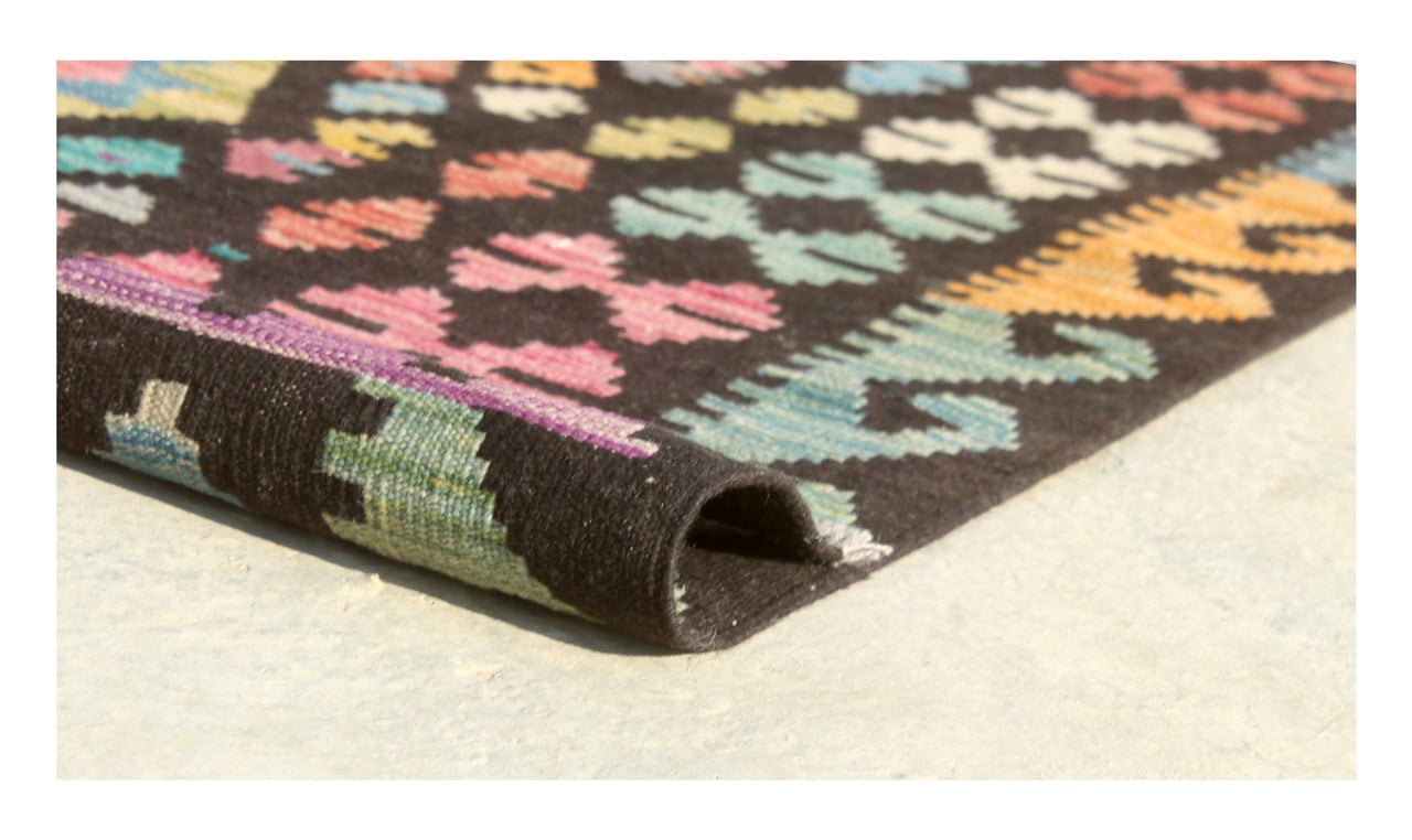 Tappeto Kilim Kaudani Afghan fatto a mano multicolore 300x210cm