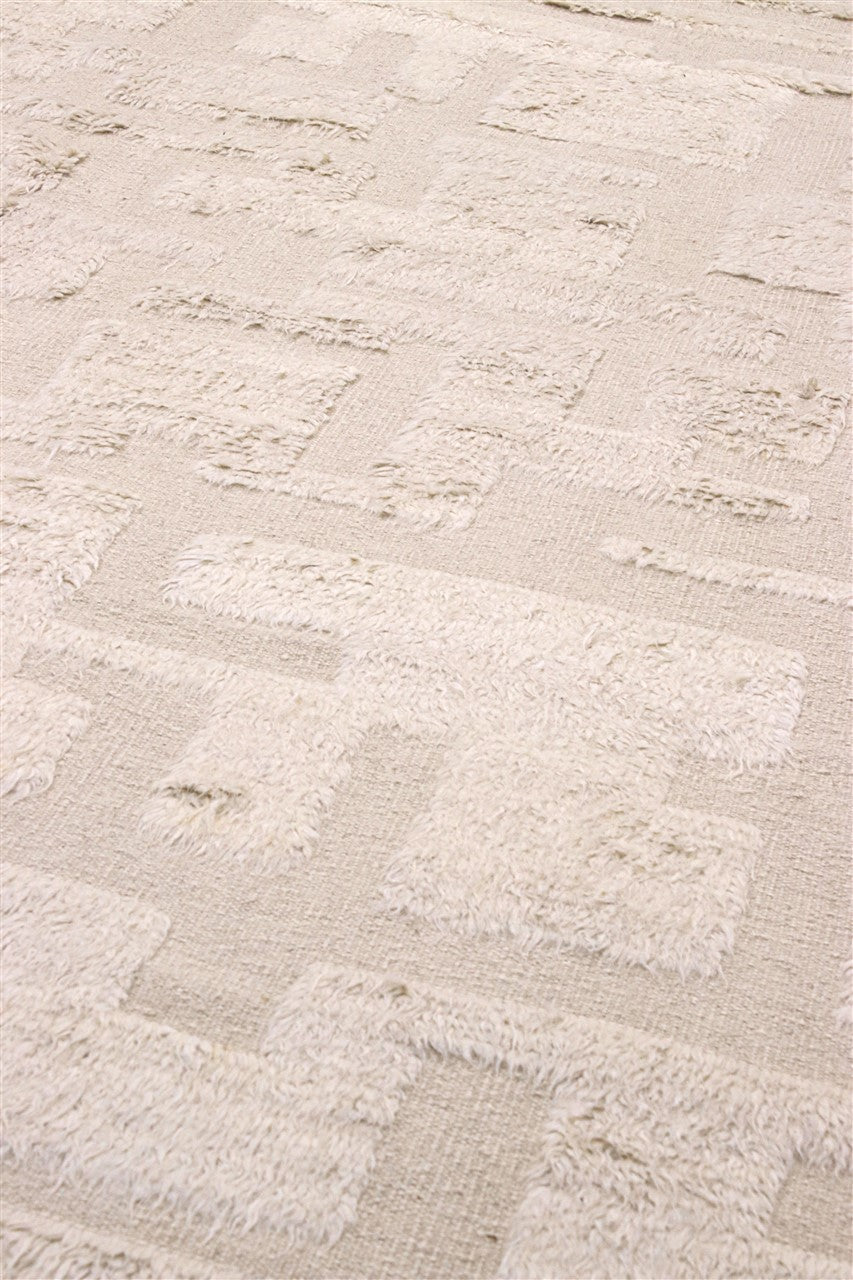 Modern design white Berber style carpet, handmade 345x252cm