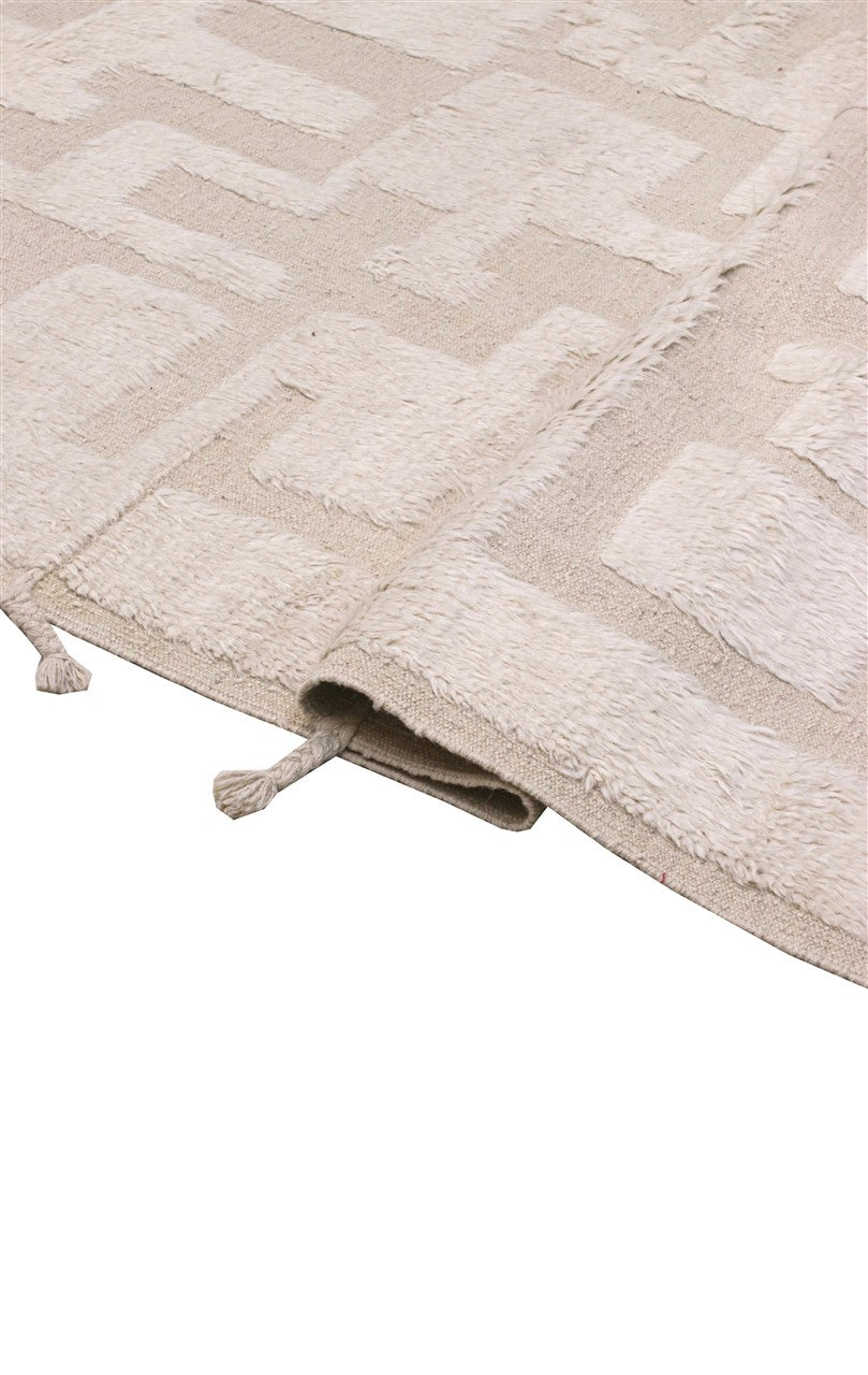 Modern design white Berber style carpet, handmade 345x252cm