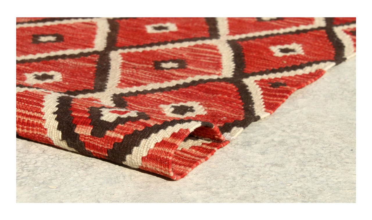 Tappeto Kilim moderno in lana multicolore 201x154cm