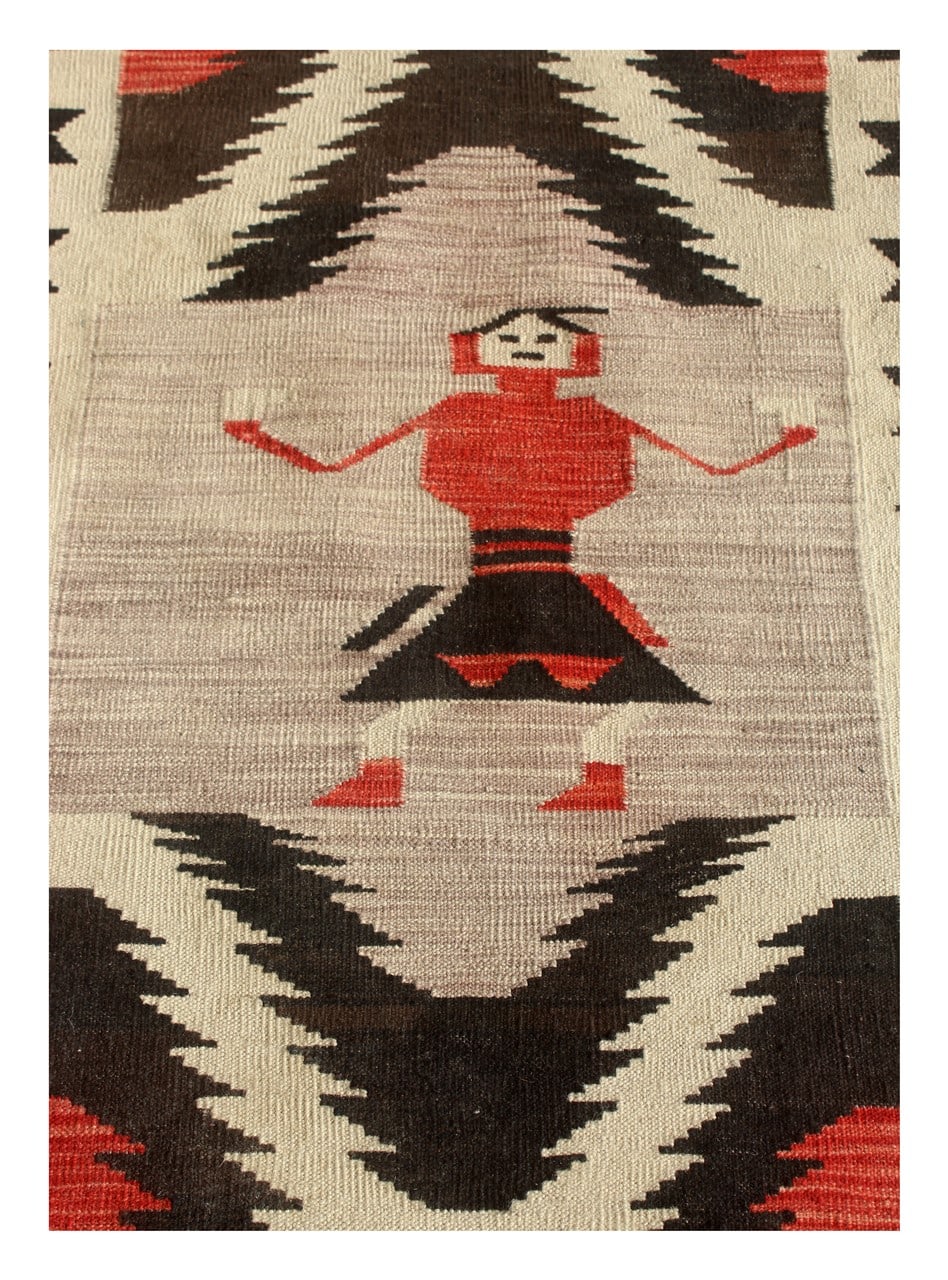 Modern wool Kilim runner rug multi 154x80cm