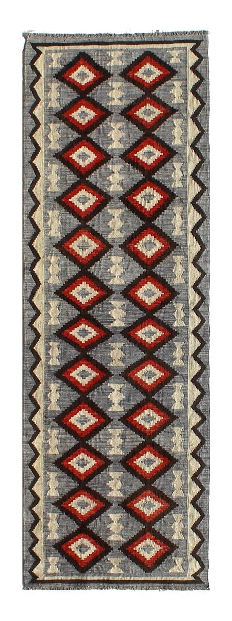 Modern wool Kilim runner rug multi 248x86cm