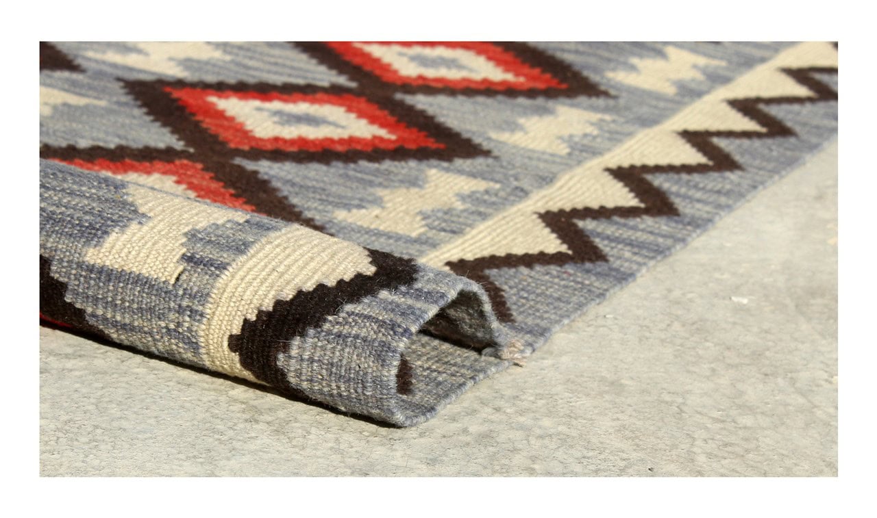 Modern wool Kilim runner rug multi 248x86cm