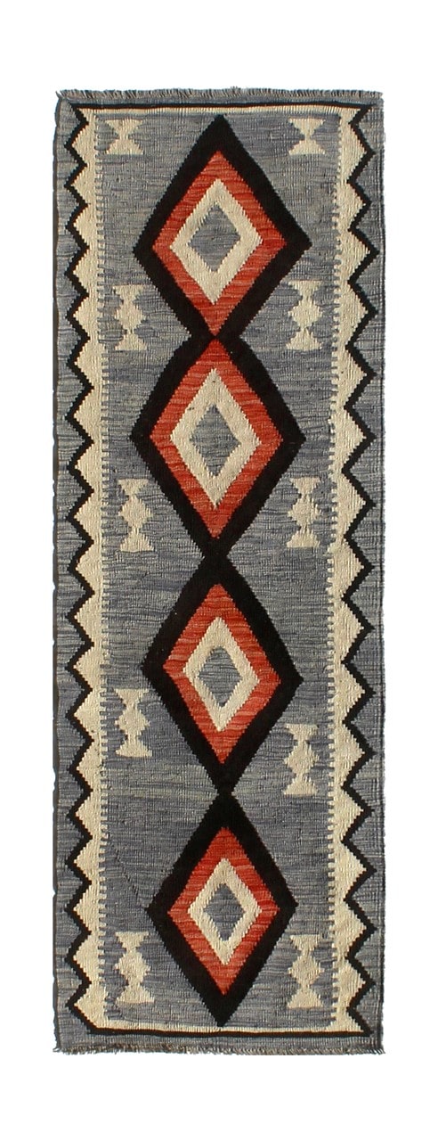 Modern wool Kilim runner rug multi 229x77cm