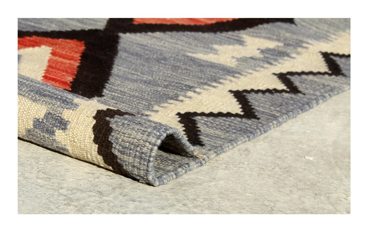 Modern wool Kilim runner rug multi 229x77cm