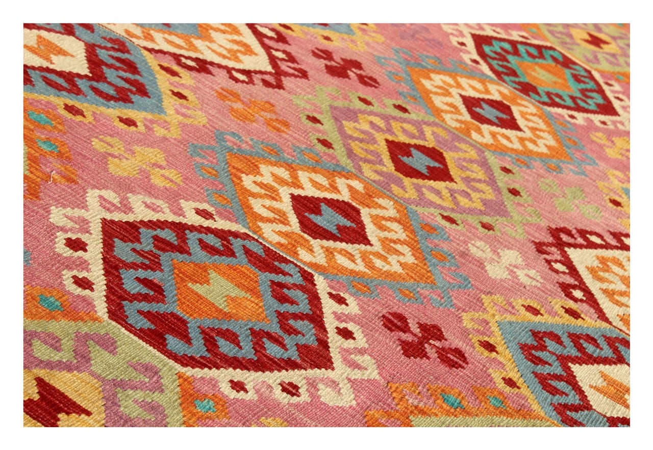 Tappeto Kilim Kaudani Afghan fatto a mano multicolore 290x207cm