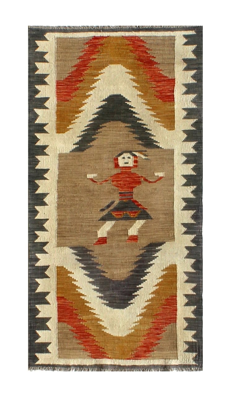 Modern wool Kilim runner rug multi 180x80cm