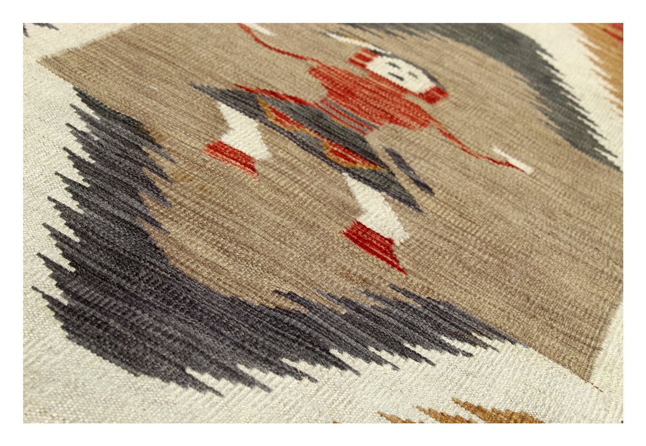 Modern wool Kilim runner rug multi 180x80cm