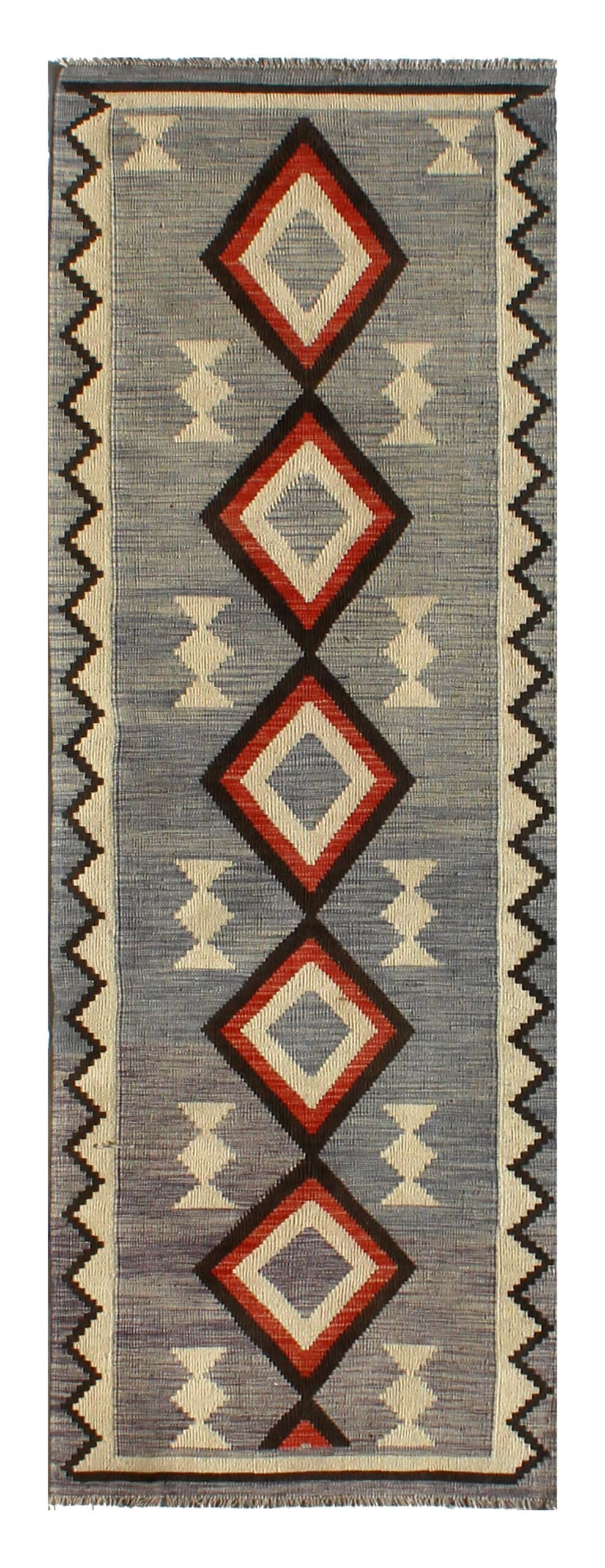 Modern wool Kilim runner rug multi 243x85cm