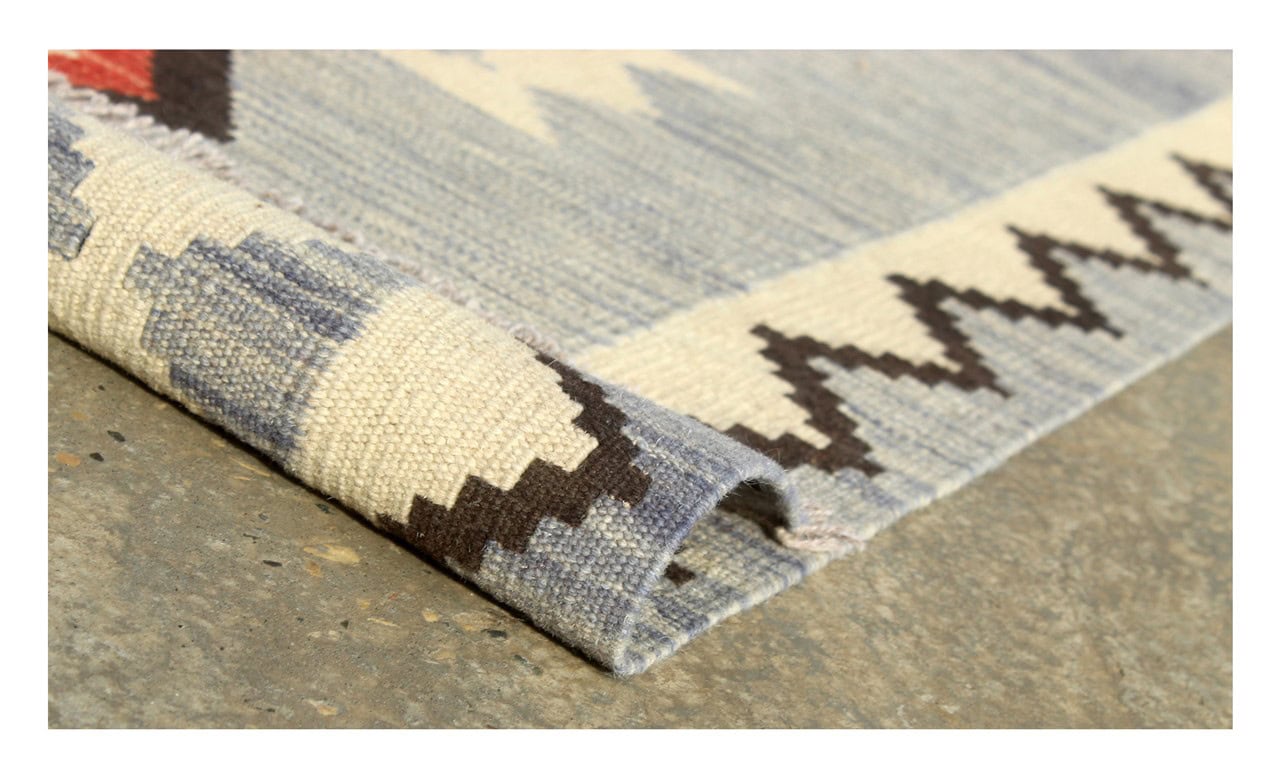 Modern wool Kilim runner rug multi 243x85cm
