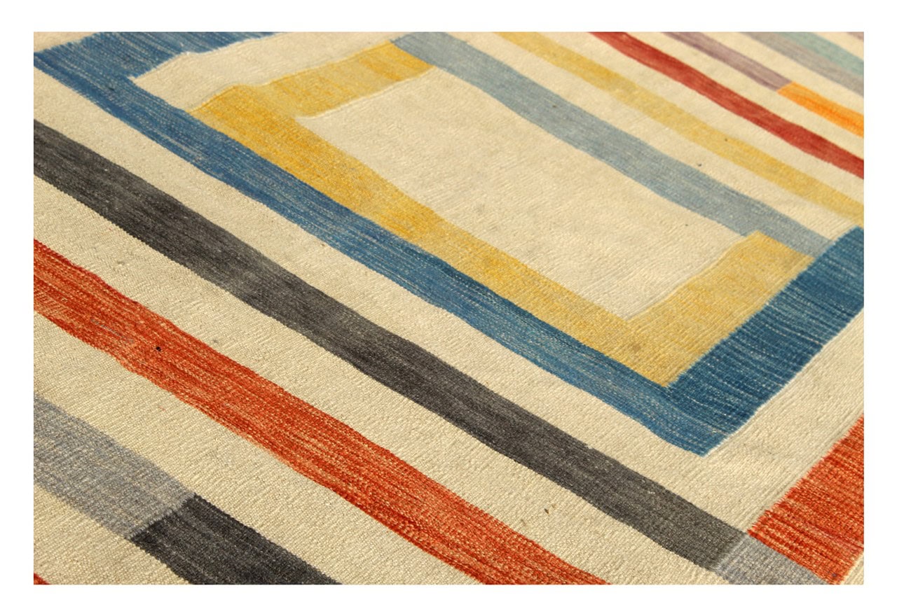 Tappeto Kilim moderno in lana multicolore 298x252cm