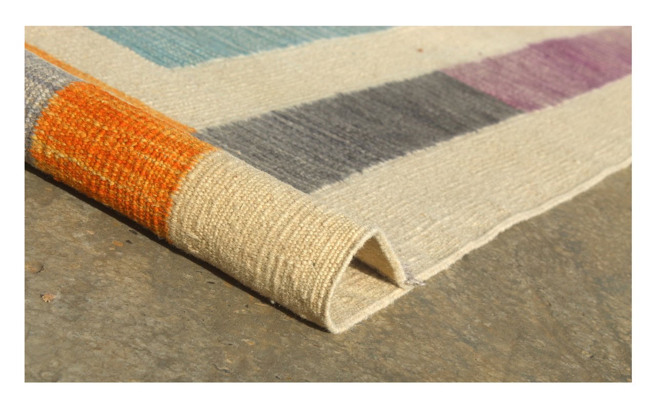 Tappeto Kilim moderno in lana multicolore 298x252cm
