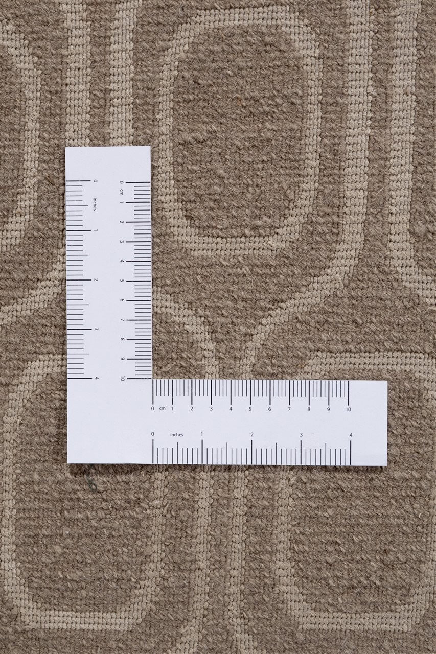 Tappeto design moderno beige in seta/lana, fatto a mano